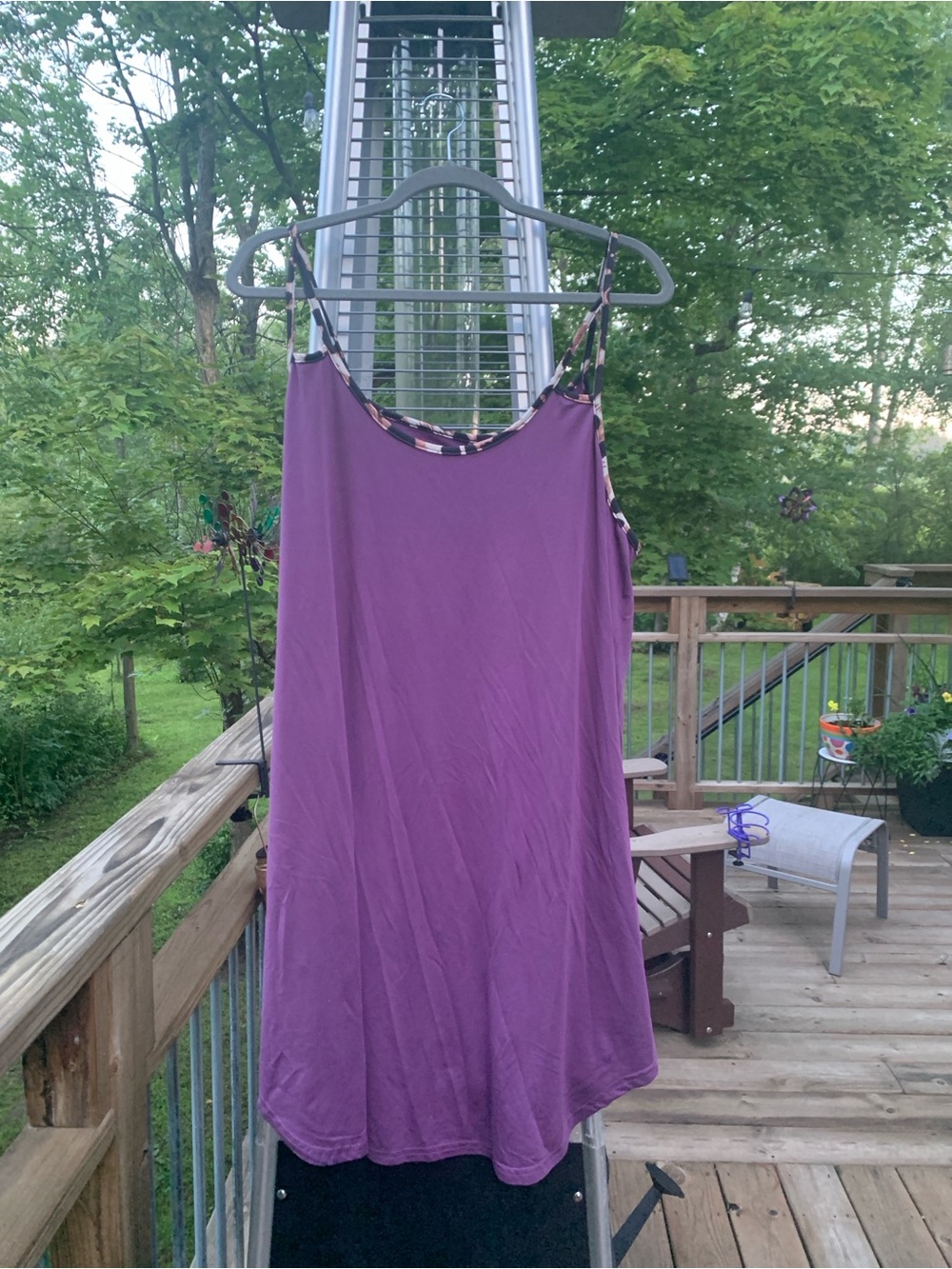 SHEIN Purple Slip Chemise with Animal Trim